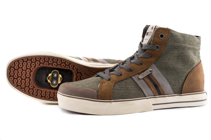 Tosca Clipless Bike Shoe | DZRshoes - side and bottom view with spd