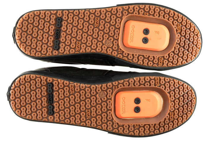 Dice Black Clipless Bike Shoe | DZRshoes - bottom view