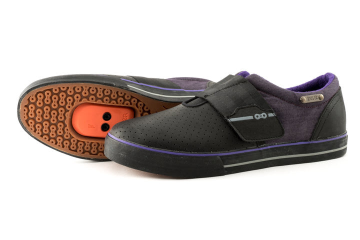 Purp Clipless Bike Shoe | DZRshoes - bottom and side view